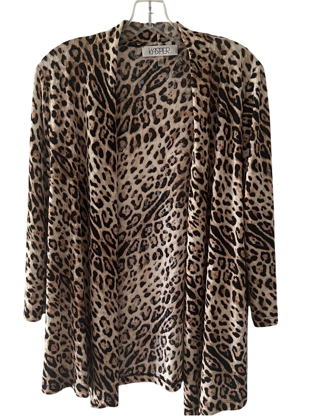 Kasper Animal Print Open Cardigan - Beige & Black